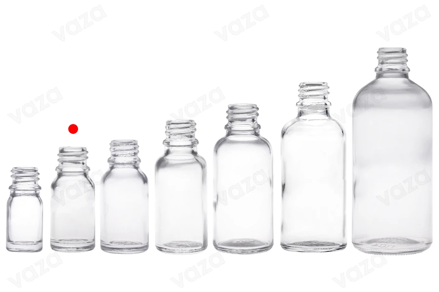 Γυάλινο μπουκαλάκι για αιθέρια έλαια 10 ml διάφανο με στόμιο PP18-εικόνα_σύνθεση