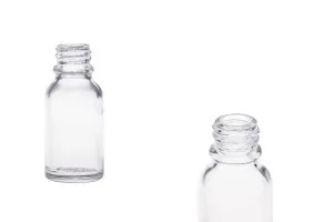 Γυάλινο μπουκαλάκι για αιθέρια έλαια 15 ml διάφανο με στόμιο PP18