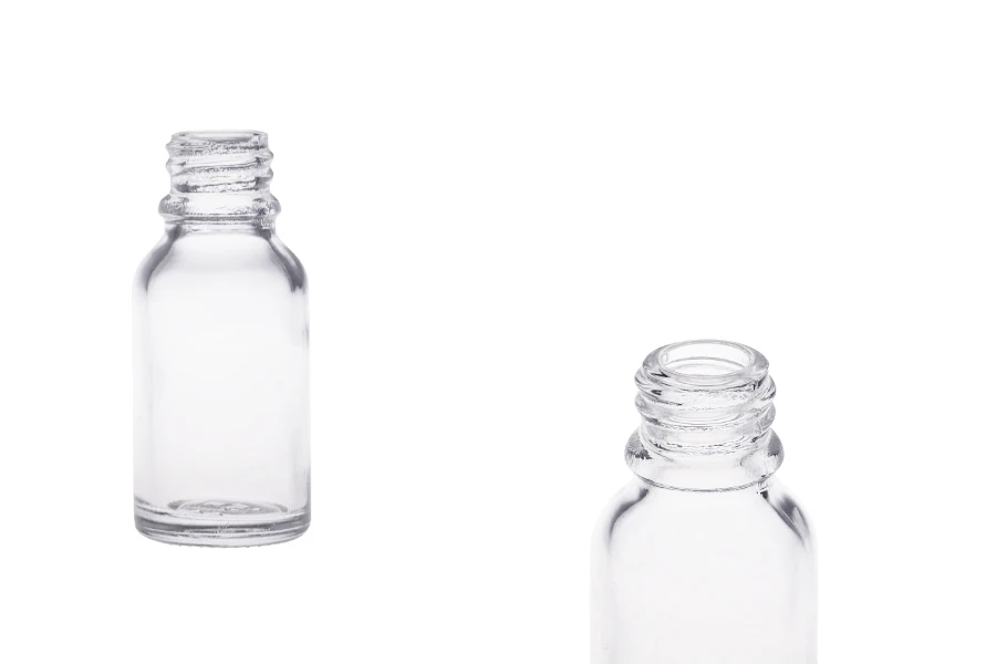 Γυάλινο μπουκαλάκι για αιθέρια έλαια 15 ml διάφανο με στόμιο PP18