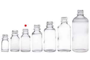 Γυάλινο μπουκαλάκι για αιθέρια έλαια 15 ml διάφανο με στόμιο PP18-6