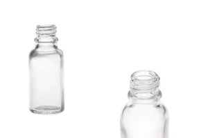 Γυάλινο μπουκαλάκι για αιθέρια έλαια 20 ml διάφανο με στόμιο PP18