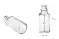 Γυάλινο μπουκαλάκι για αιθέρια έλαια 20 ml διάφανο με στόμιο PP18 Γυάλινο μπουκαλάκι για αιθέρια έλαια 20 ml διάφανο με στόμιο PP18