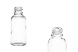 Γυάλινο μπουκαλάκι για αιθέρια έλαια 30 ml διάφανο με στόμιο PP18