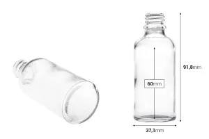 Γυάλινο μπουκαλάκι για αιθέρια έλαια 50 ml διάφανο με στόμιο PP18-2