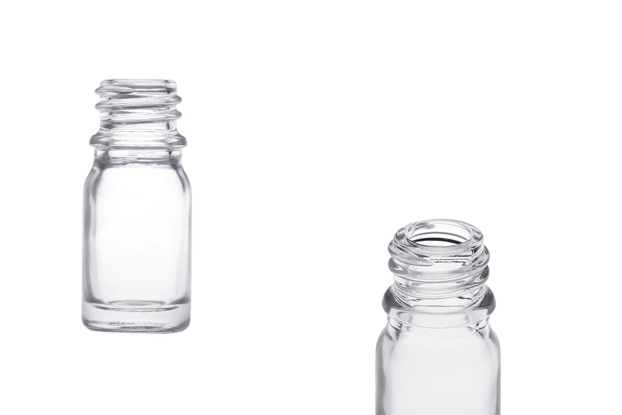 Γυάλινο μπουκαλάκι για αιθέρια έλαια 5 ml διάφανο με στόμιο PP18 Γυάλινο μπουκαλάκι για αιθέρια έλαια 5 ml διάφανο με στόμιο PP18