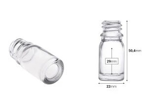 Γυάλινο μπουκαλάκι για αιθέρια έλαια 5 ml διάφανο με στόμιο PP18-2