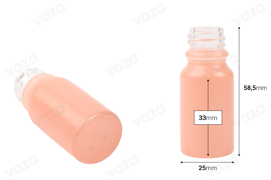 Glasflasche für ätherische Öle 10 ml rosa matt mit Ausguss PP18-bildabmessungen