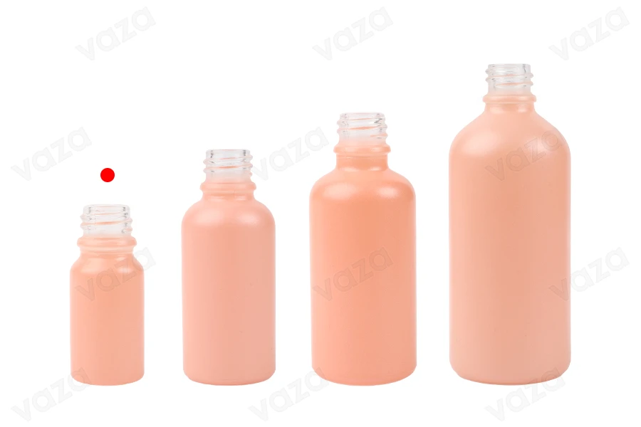 Glasflasche für ätherische Öle 10 ml rosa matt mit Ausguss PP18-bildgruppe