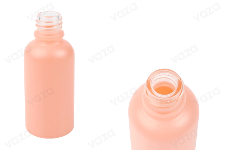 Γυάλινο μπουκαλάκι για αιθέρια έλαια 30 ml ροζ ΜΑΤ με στόμιο PP18-εικόνα_προϊοντική
