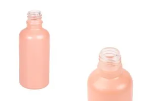 Γυάλινο μπουκαλάκι για αιθέρια έλαια 50 ml ροζ ματ με στόμιο PP18
