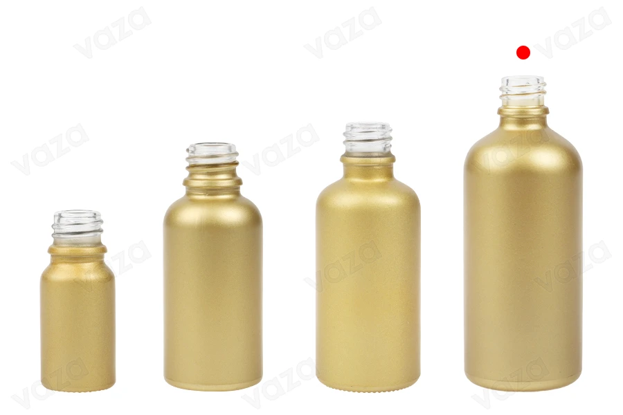 Glass bottle PP18 for essential oils 100 ml in gold matte color Glass bottle PP18 for essential oils 100 ml in gold matte color-image_group