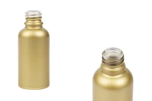 Γυάλινο μπουκαλάκι για αιθέρια έλαια 30 ml χρυσό ΜΑΤ με στόμιο PP18