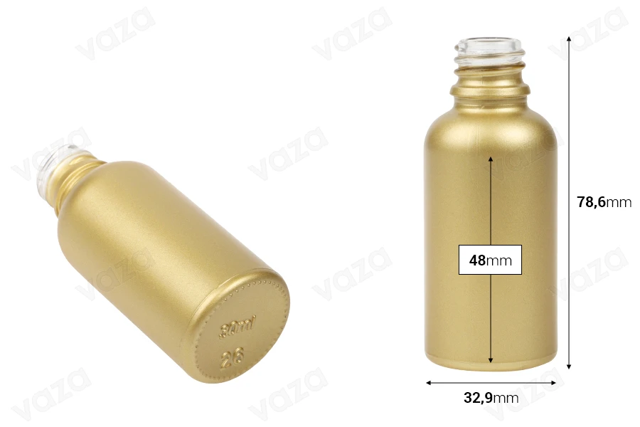 Γυάλινο μπουκαλάκι για αιθέρια έλαια 30 ml χρυσό ΜΑΤ με στόμιο PP18 Γυάλινο μπουκαλάκι για αιθέρια έλαια 30 ml χρυσό ΜΑΤ με στόμιο PP18-εικόνα_διαστάσεις