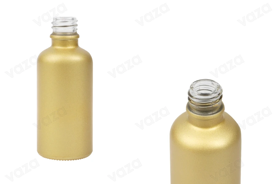 Glasflasche PP18 für ätherische Öle 50 ml in mattem Gold-produktbild