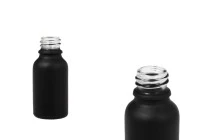 Γυάλινο μπουκαλάκι για αιθέρια έλαια 15 ml μαύρο αμμοβολής με στόμιο PP18