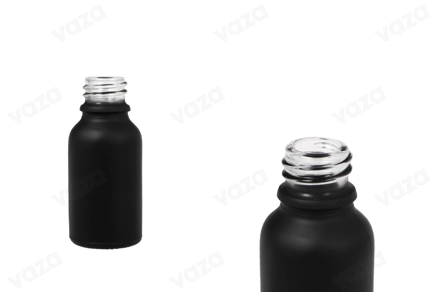 Γυάλινο μπουκαλάκι για αιθέρια έλαια 15 ml μαύρο αμμοβολής με στόμιο PP18 Γυάλινο μπουκαλάκι για αιθέρια έλαια 15 ml μαύρο αμμοβολής με στόμιο PP18-εικόνα_προϊοντική