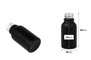 Γυάλινο μπουκαλάκι για αιθέρια έλαια 15 ml μαύρο αμμοβολής με στόμιο PP18-2