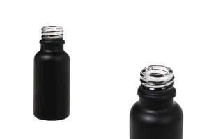 Γυάλινο μπουκαλάκι για αιθέρια έλαια 20 ml μαύρο αμμοβολής με στόμιο PP18