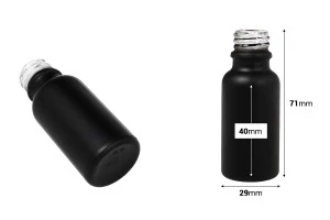 Γυάλινο μπουκαλάκι για αιθέρια έλαια 20 ml μαύρο αμμοβολής με στόμιο PP18-2
