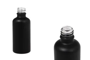 Γυάλινο μπουκαλάκι για αιθέρια έλαια 50 ml μαύρο αμμοβολής με στόμιο PP18