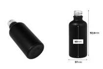 Γυάλινο μπουκαλάκι για αιθέρια έλαια 50 ml μαύρο αμμοβολής με στόμιο PP18 Γυάλινο μπουκαλάκι για αιθέρια έλαια 50 ml μαύρο αμμοβολής με στόμιο PP18