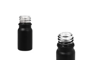 Γυάλινο μπουκαλάκι για αιθέρια έλαια 5 ml μαύρο αμμοβολής με στόμιο PP18-1