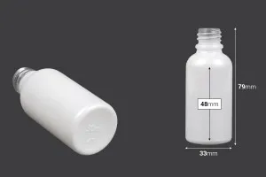 Γυάλινο μπουκαλάκι για αιθέρια έλαια 30 ml λευκό περλέ με στόμιο PP18-2