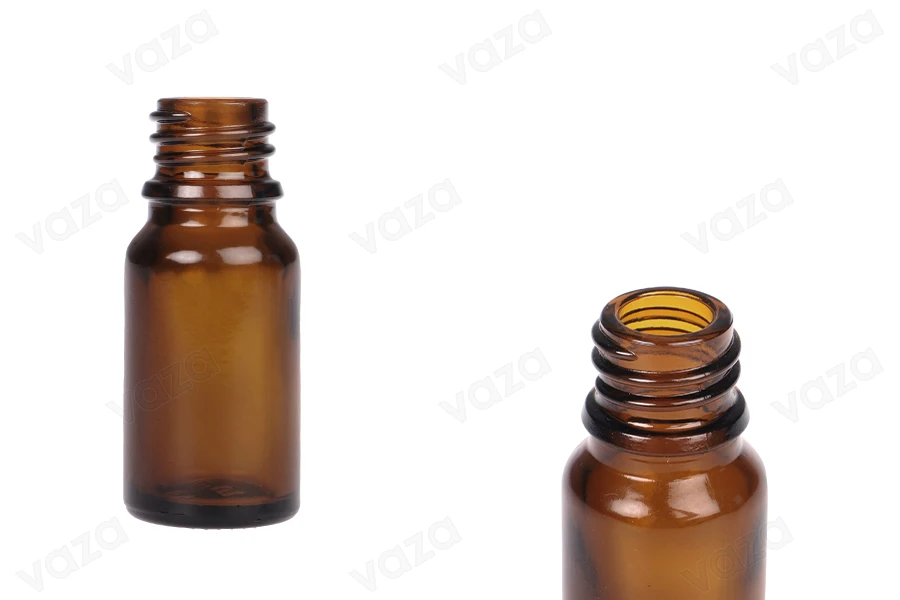 Flaconcino di vetro ambrato da 10 ml per oli essenziali con beccuccio PP18 Flaconcino di vetro ambrato da 10 ml per oli essenziali con beccuccio PP18-immagine_prodotto