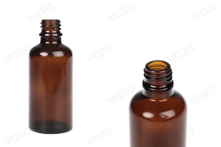 Boccetta di vetro ambrata da 50 ml per oli essenziali con beccuccio PP18 Boccetta di vetro ambrata da 50 ml per oli essenziali con beccuccio PP18-immagine_prodotto
