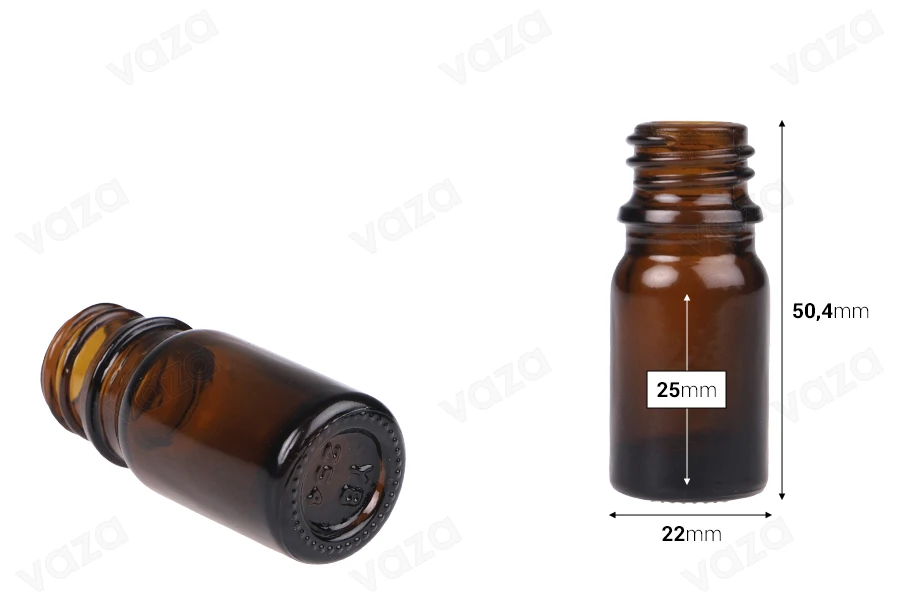 5ml amber glass bottle for essential oils with PP18 mouth 5ml amber glass bottle for essential oils with PP18 mouth-image_dimensions