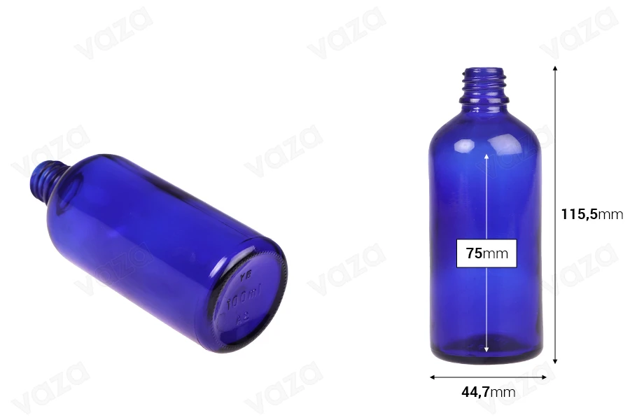 Γυάλινο μπουκαλάκι για αιθέρια έλαια 100 ml μπλε με στόμιο PP18 Γυάλινο μπουκαλάκι για αιθέρια έλαια 100 ml μπλε με στόμιο PP18-εικόνα_διαστάσεις