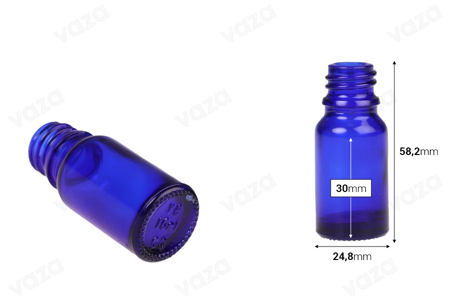 Blauglasflaschen für Ätherische Öle 10ml PP 18 Blauglasflaschen für Ätherische Öle 10ml PP 18-bildabmessungen