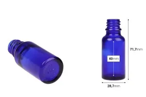 Γυάλινο μπουκαλάκι για αιθέρια έλαια 20 ml μπλε με στόμιο PP18-2