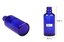 Γυάλινο μπουκαλάκι για αιθέρια έλαια 50 ml μπλέ με στόμιο PP18 Γυάλινο μπουκαλάκι για αιθέρια έλαια 50 ml μπλέ με στόμιο PP18