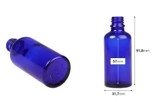 Γυάλινο μπουκαλάκι για αιθέρια έλαια 50 ml μπλέ με στόμιο PP18-2