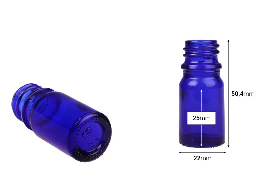 Γυάλινο μπουκαλάκι για αιθέρια έλαια 5 ml μπλε με στόμιο PP18 Γυάλινο μπουκαλάκι για αιθέρια έλαια 5 ml μπλε με στόμιο PP18