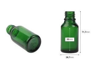 Γυάλινο μπουκαλάκι για αιθέρια έλαια 15 ml πράσινο με στόμιο PP18-2