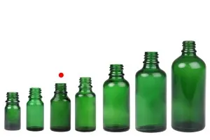 Γυάλινο μπουκαλάκι για αιθέρια έλαια 15 ml πράσινο με στόμιο PP18-9