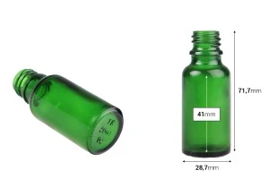 Μπουκαλάκι γυάλινο για αιθέρια έλαια 20 ml πράσινο με στόμιο PP18-2