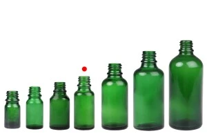 Μπουκαλάκι γυάλινο για αιθέρια έλαια 20 ml πράσινο με στόμιο PP18-10