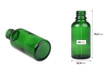 Γυάλινο μπουκαλάκι για αιθέρια έλαια 30 ml πράσινο με στόμιο PP18 Γυάλινο μπουκαλάκι για αιθέρια έλαια 30 ml πράσινο με στόμιο PP18