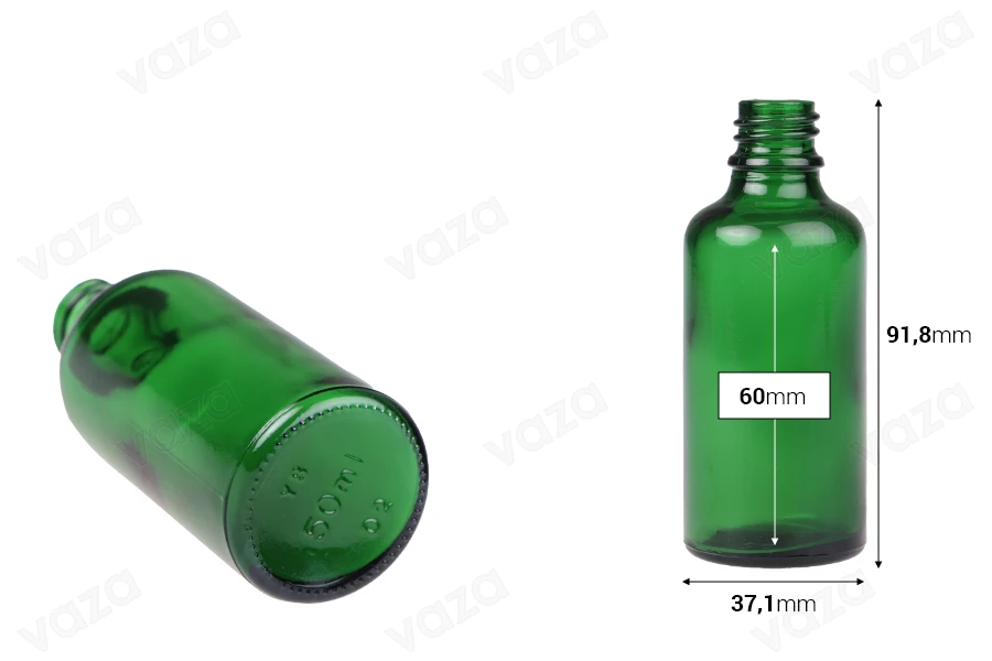 50ml green glass bottle for essential oils with PP18 mouth 50ml green glass bottle for essential oils with PP18 mouth-image_dimensions