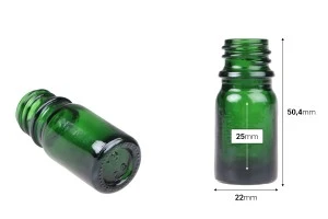 Γυάλινο μπουκαλάκι για αιθέρια έλαια 5 ml πράσινο με στόμιο PP18-2