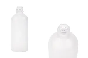 Γυάλινο μπουκαλάκι για αιθέρια έλαια 100 ml διάφανο αμμοβολής με στόμιο PP18