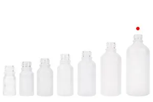 Γυάλινο μπουκαλάκι για αιθέρια έλαια 100 ml διάφανο αμμοβολής με στόμιο PP18-6