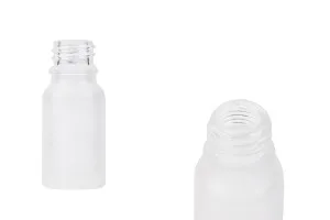 Γυάλινο μπουκαλάκι για αιθέρια έλαια 10 ml διάφανο αμμοβολής με στόμιο PP18