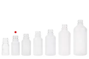 Γυάλινο μπουκαλάκι για αιθέρια έλαια 10 ml διάφανο αμμοβολής με στόμιο PP18-5