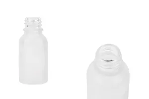 Γυάλινο μπουκαλάκι για αιθέρια έλαια 15 ml διάφανο αμμοβολής με στόμιο PP18