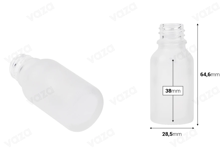 Γυάλινο μπουκαλάκι για αιθέρια έλαια 15 ml διάφανο αμμοβολής με στόμιο PP18 Γυάλινο μπουκαλάκι για αιθέρια έλαια 15 ml διάφανο αμμοβολής με στόμιο PP18-εικόνα_διαστάσεις