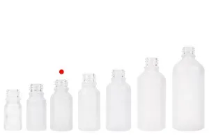 Γυάλινο μπουκαλάκι για αιθέρια έλαια 15 ml διάφανο αμμοβολής με στόμιο PP18-5